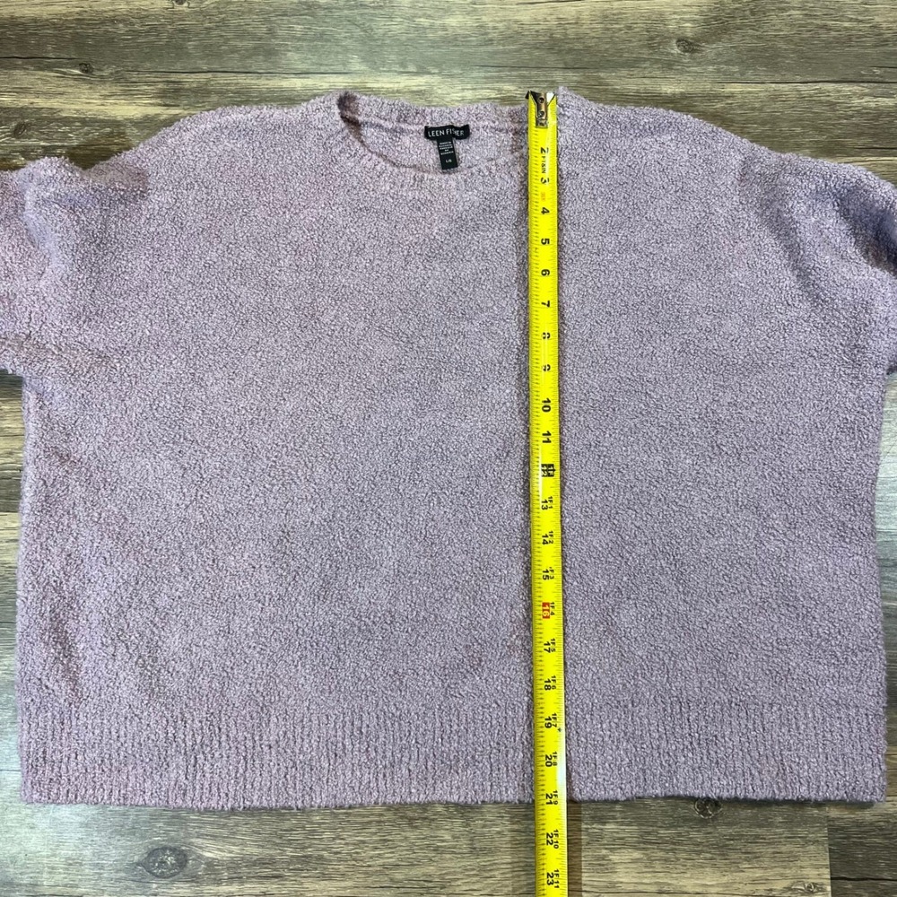 Eileen Fisher Organic‎ Cotton Bouclé Knit Sweater Lavender Relaxed Boxy Cozy L - Picture 5 of 6